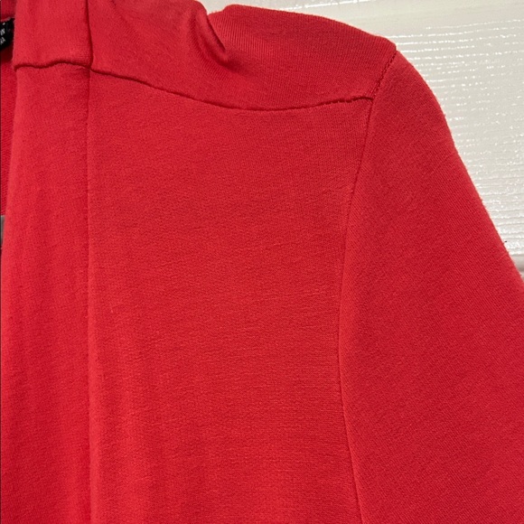 Susan Graver Red Open Cardigan Vibrant Color Waterfall Opening, Oversized Med - Picture 7 of 13